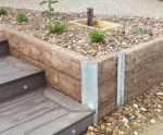 Sunset Sleepers Jasper Brown Manhattan Stacked Stone Concrete Sleepers were used to build a small DIY retaining wall in the front yard driveway and steps of a Melbourne home.