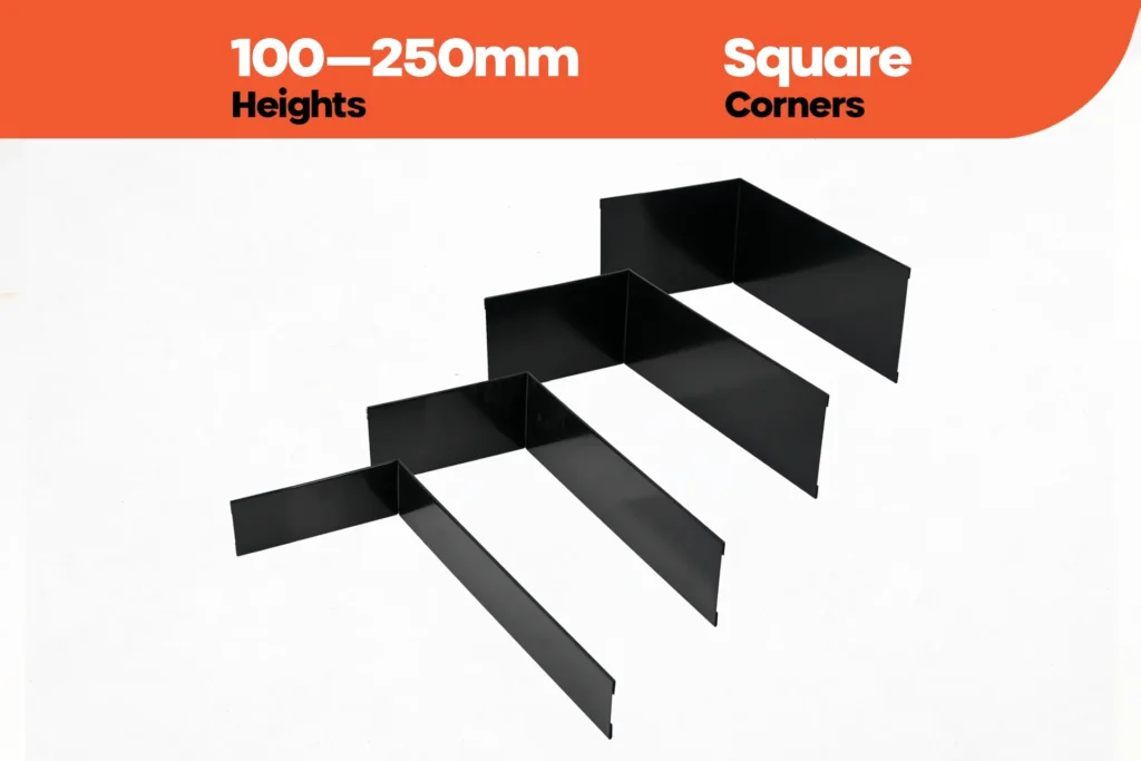 FormFlow 100 250mm Black Powder Coated Square Corners.webp