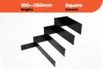 FormFlow 100 250mm Black Powder Coated Square Corners.webp