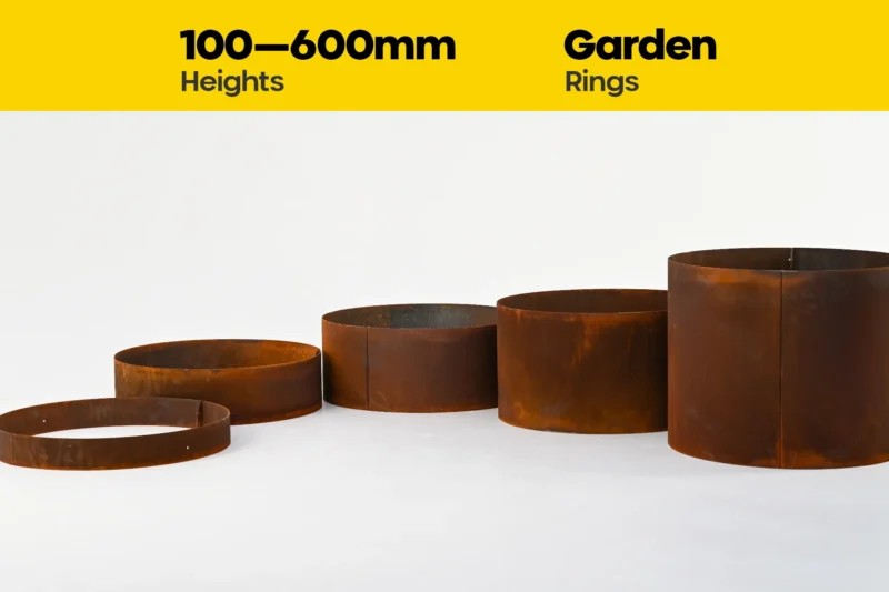 FormFlow 100-600mm Garden Ring Planters FormFlow 100 600mm Circular Redcor Weathering Corten Steel Garden Ring Planters sold by Sunset Sleepers in Melbourne Victoria