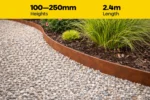 FormFlow 2400mm by 100 250mm Redcor Weathering Corten Steel Garden Edging Rusty sold by Sunset Sleepers in Melbourne Victoria