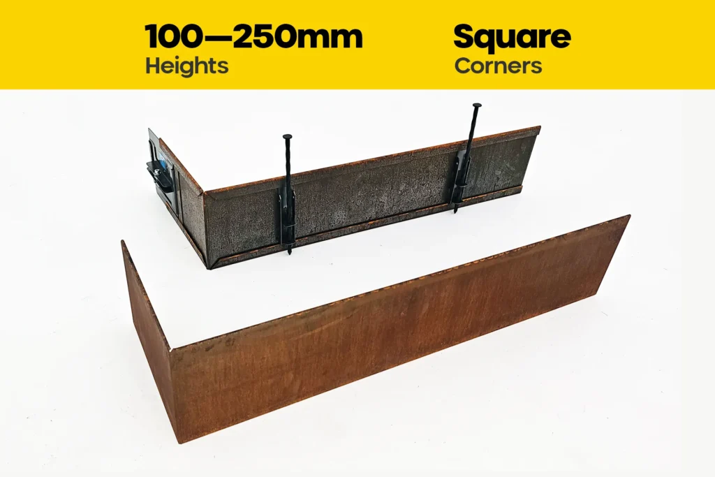 FormFlow 900 x 300 by 100 250mm Redcor Weathering Corten Steel Square Corners (Rusty) sold by Sunset Sleepers in Melbourne Victoria