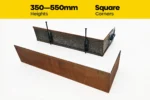 FormFlow 900 x 300 by 350 550mm Redcor Weathering Corten Steel Square Corners (Rusty) sold by Sunset Sleepers in Melbourne Victoria