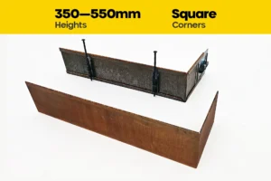 FormFlow 900 x 300 by 350 550mm Redcor Weathering Corten Steel Square Corners (Rusty) sold by Sunset Sleepers in Melbourne Victoria