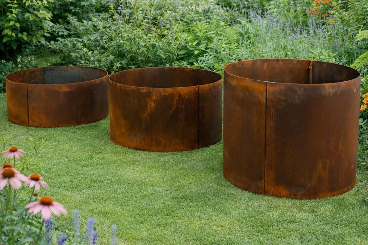 Mewall FormFlow Circular Rusty Corten Steel Garden Rings.webp